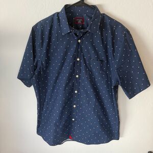 Untuckit Shirt Mens Large Blue Solid Wrinkle Free Cotton Button Up